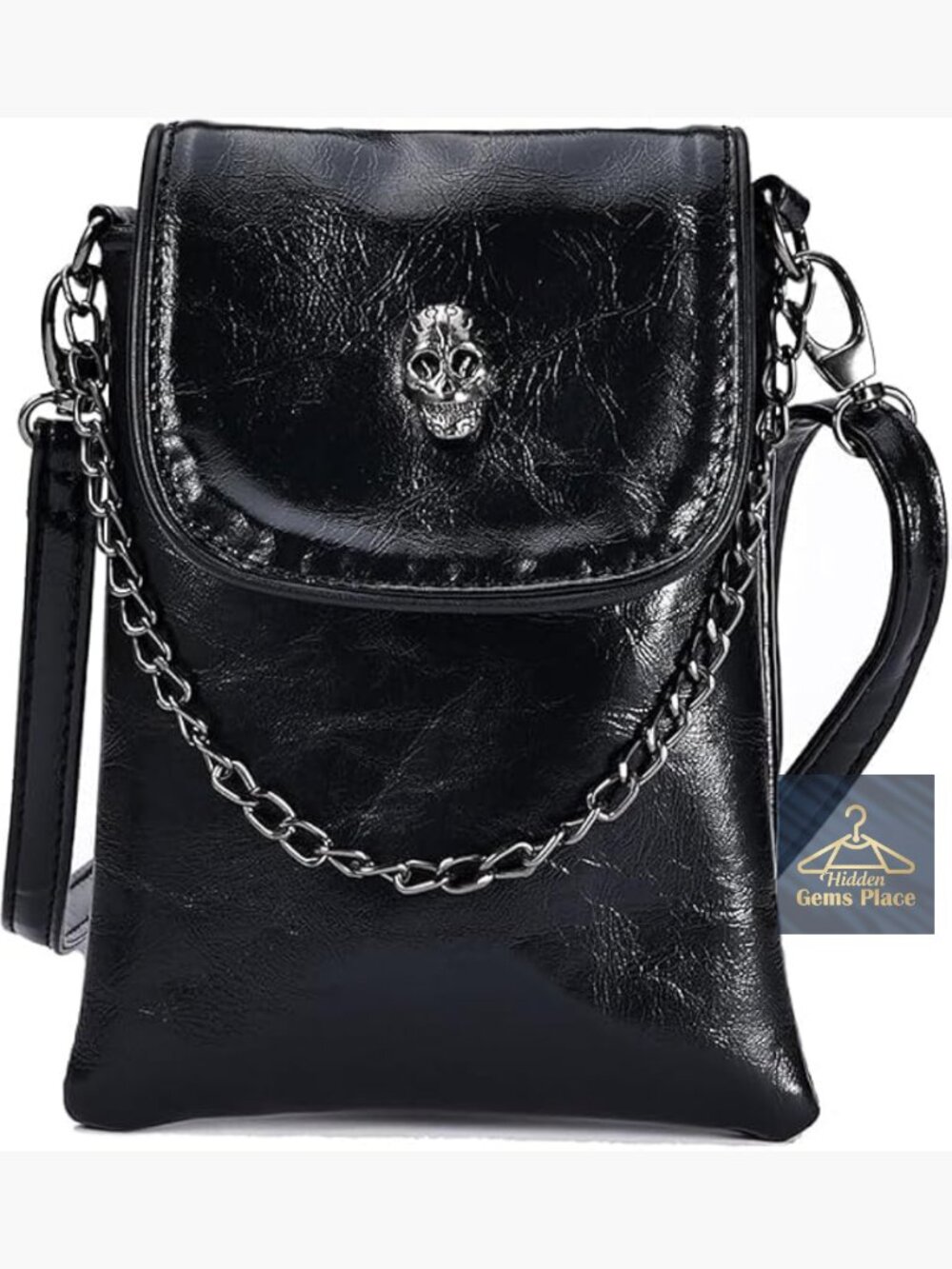 Gothic Skull Crossbody Bag for Women Small Phone Purse with Adjustable Strap